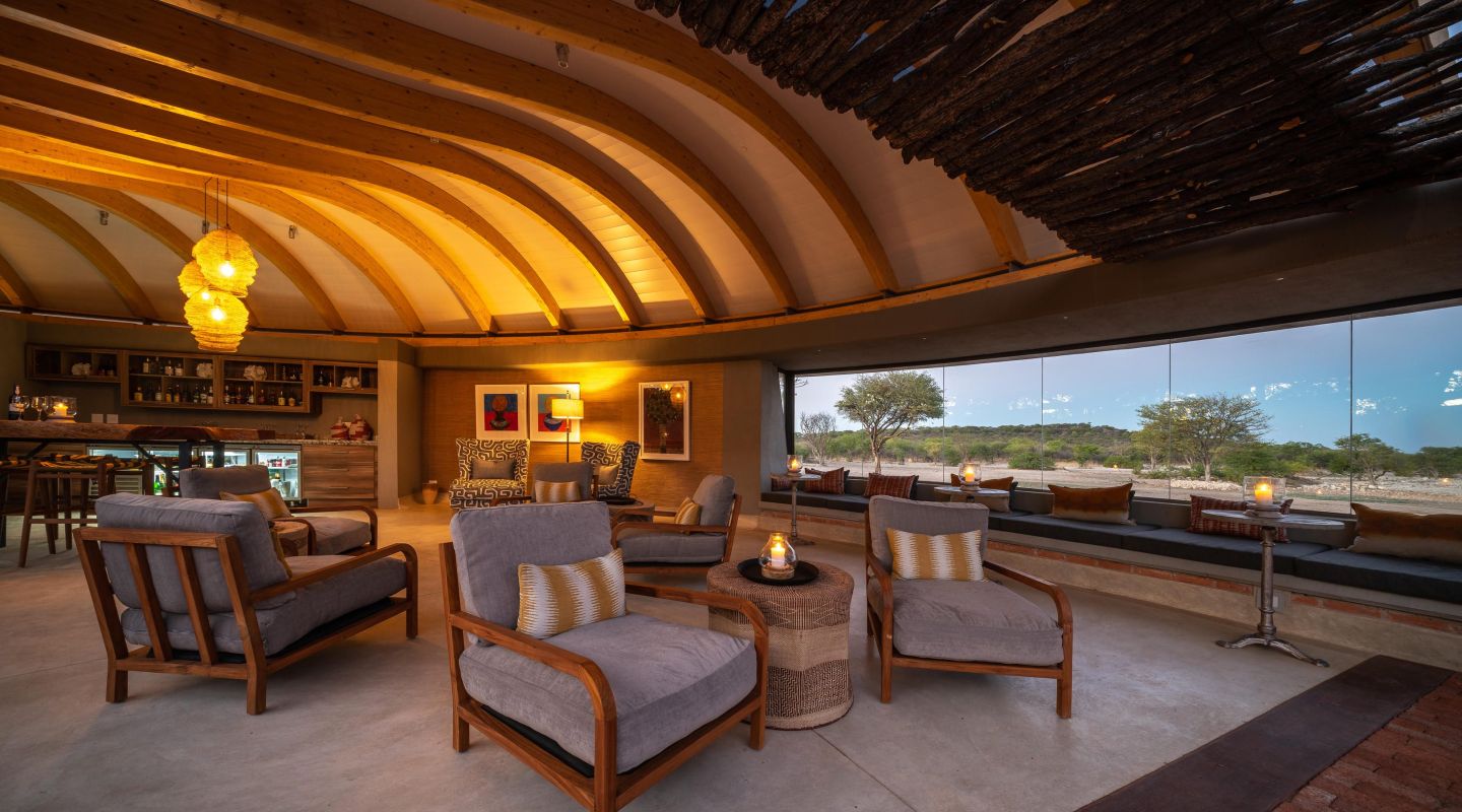 lounge area at Anderssons at Ongava in Etosha National Park