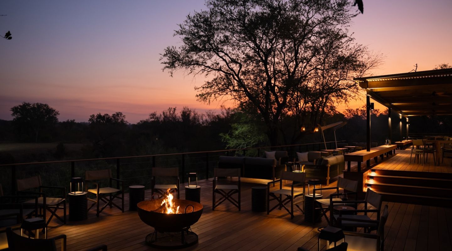 AF South Africa Kruger National Park Simbambili Game Lodge Firepit at main lodge 1